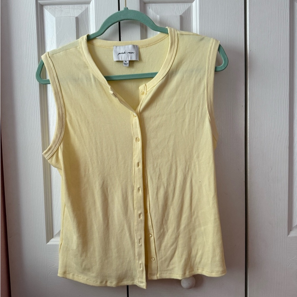 Butter Yellow Button Down Top - image 1